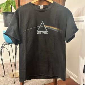 Vintage black Pink Floyd concert tee, distressed style 100% cotton